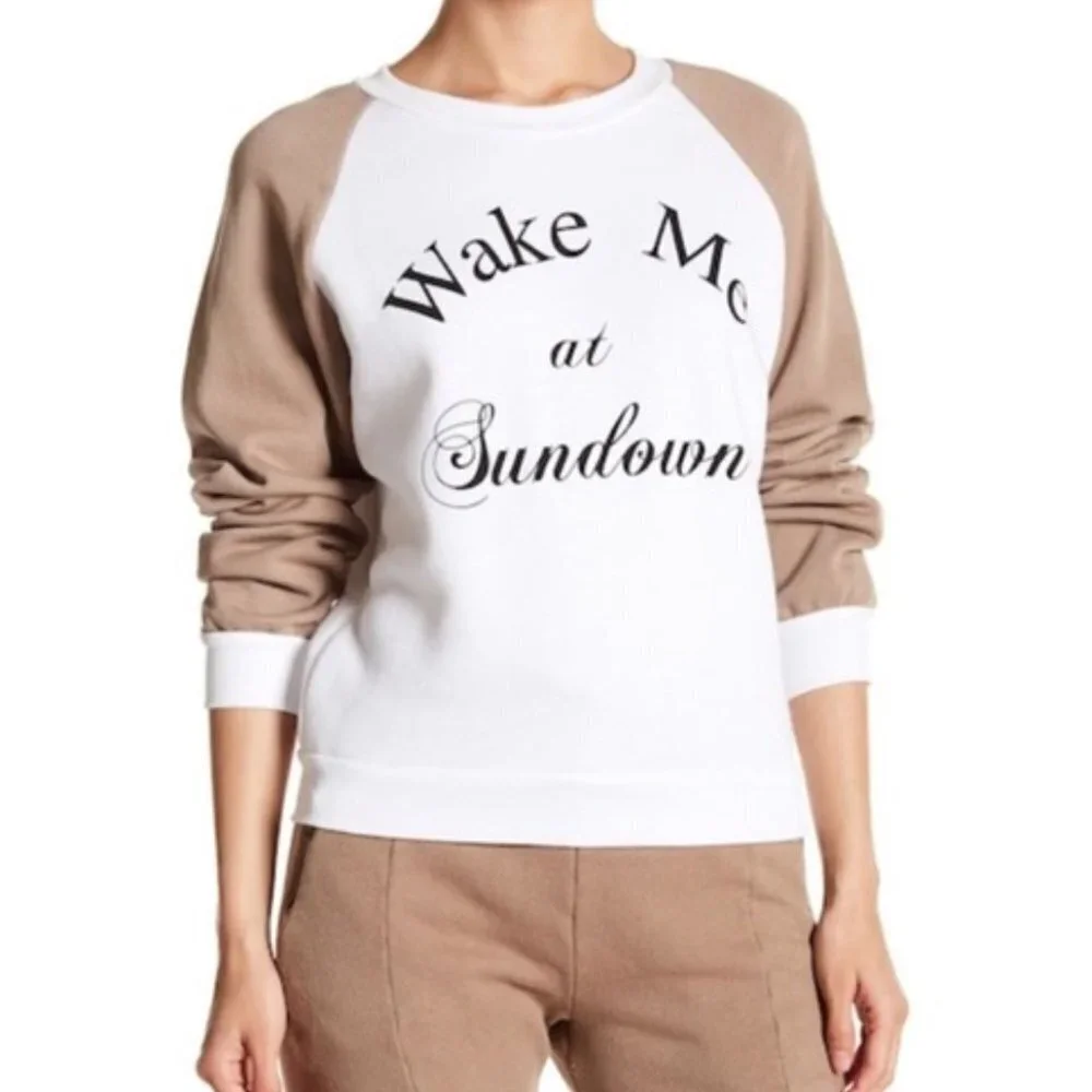 WILDFOX White Wake me at Sundown Crew Neck Sweatshirt worn once.too small. - Picture 1 of 8